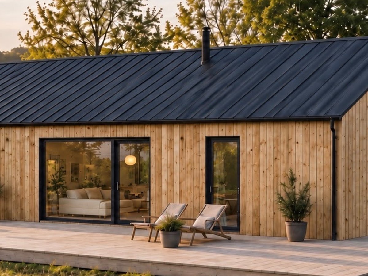 Visualisering af Dansk Cottage med terrasse