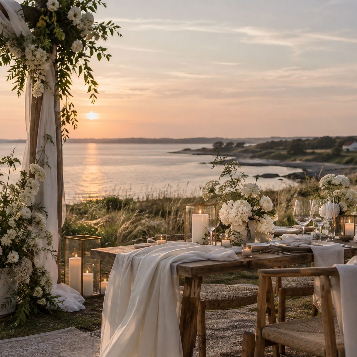 Bryllupsbord ved havet på Ærø
