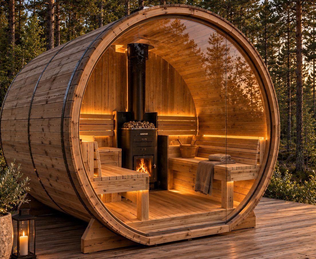Privat tøndesauna i Dansk Cottage