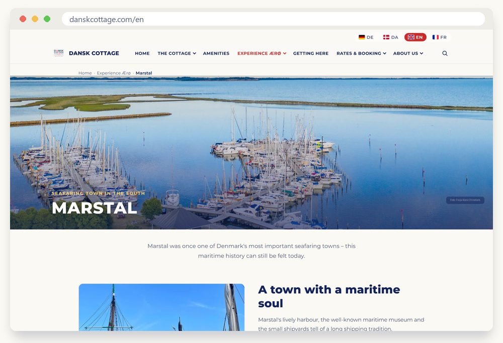 Screenshot der Website DanskCottage.com