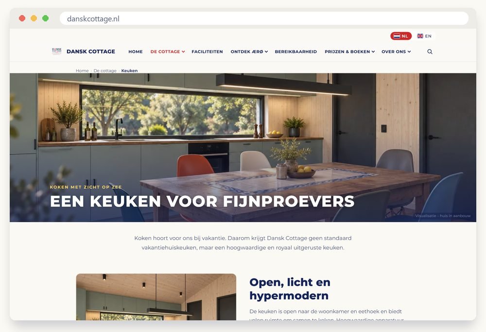 Screenshot der Website DanskCottage.nl